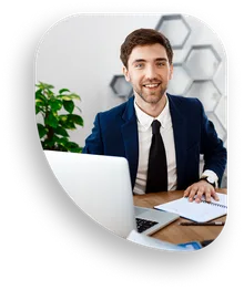 Young Business man smiling working behind desk