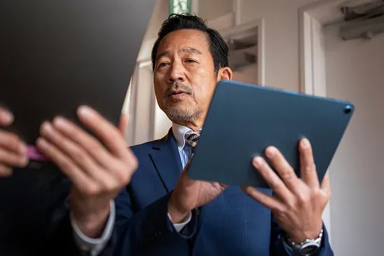 Business Man working on a laptop computer