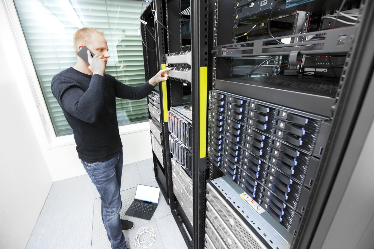 Man supervising network infrastructure