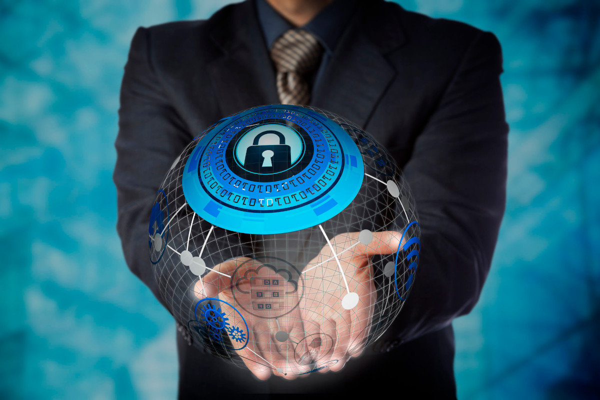 Man holding a digital representation of planet