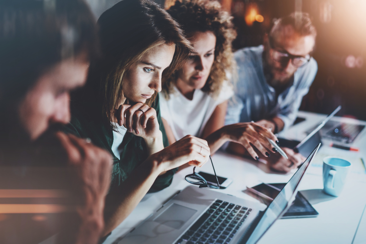 A group of people working together on a work project